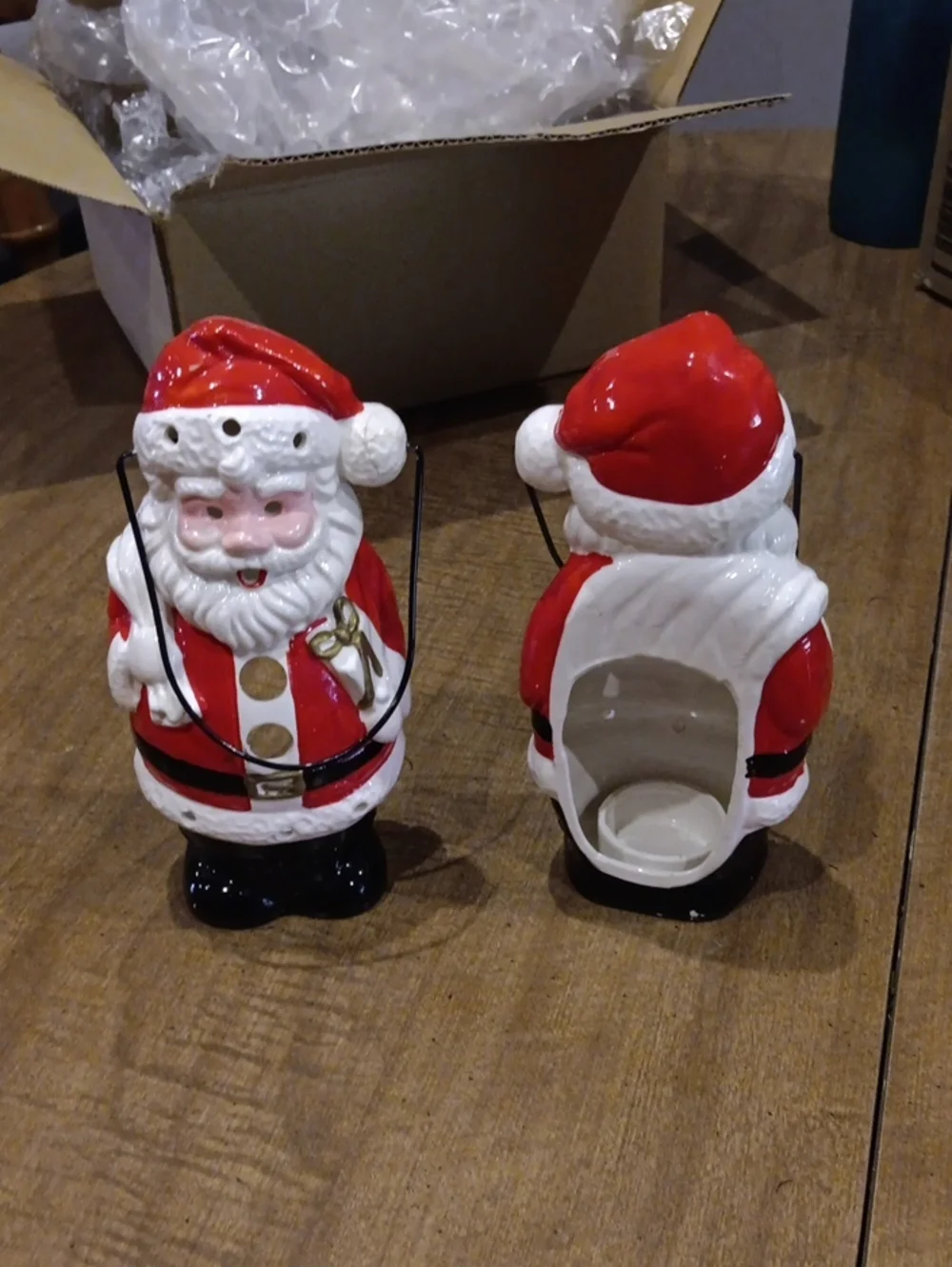 Festive Red Santa Ceramic Candle Holder – Holiday Home Decor